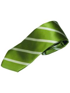 Green Silk Tie with White Stripes