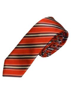 Silver and Black Stripes Red Regimental Silk Tie