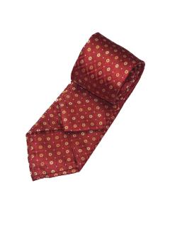 Burgundy Silk Tie with Flower Pattern