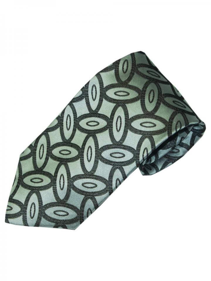 Silver tie with oval detail pattern