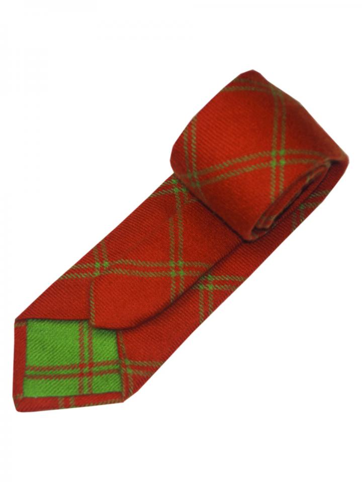 Orange tie with contrast green stitching and lining