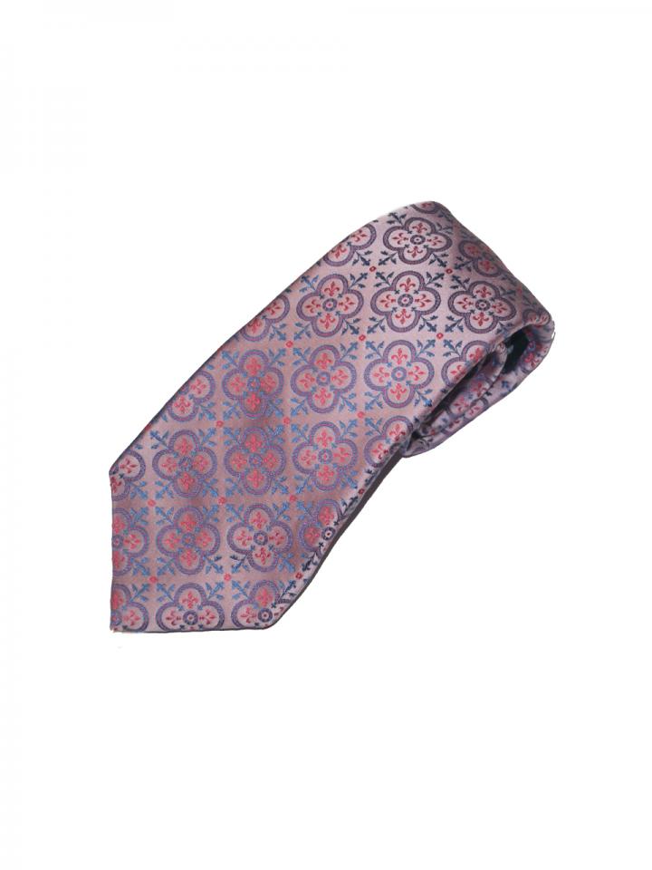 Purple Tie with Clover Pattern Detail