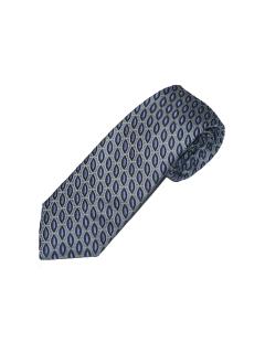 Grey Silk Tie with Purple Oval Pattern