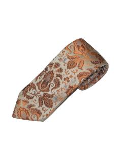 Golden Silk Tie with Flower Pattern