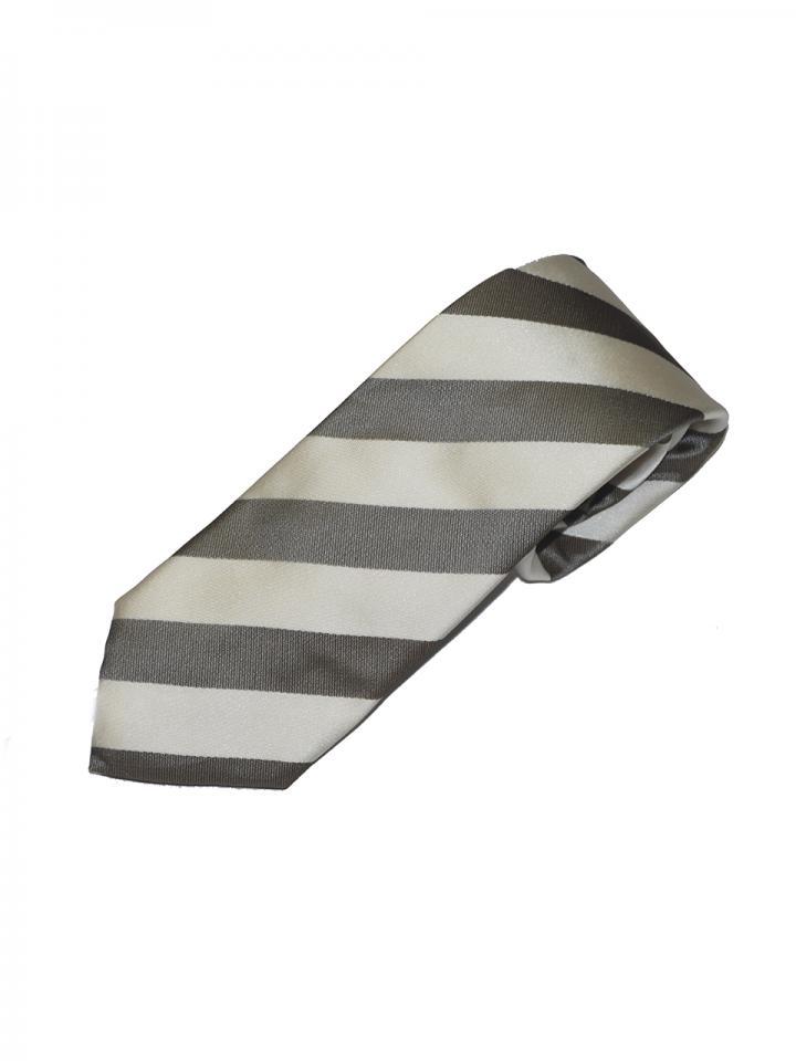 Grey and White Striped Tie