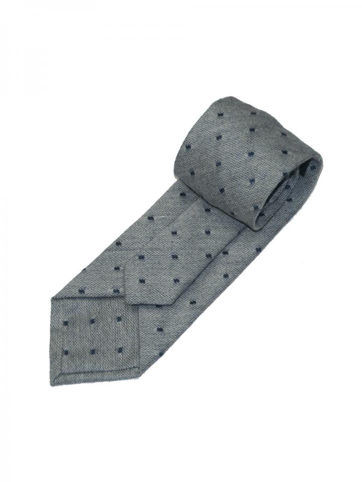 Grey Tie with Navy Blue Dot