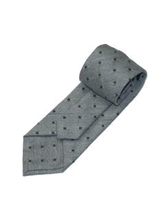 Grey Tie with Navy Blue Dot Pattern