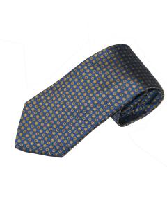 Navy Blue Silk Tie with Golden Polka Dot Pattern