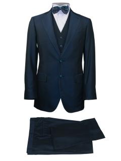 Navy Bue Sheen 3 Piece Evening suit with Contrast Detail Stitching