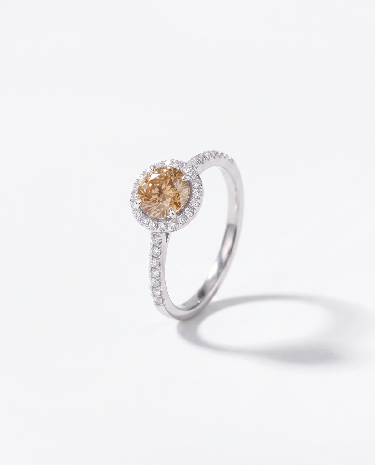 Champagne Diamond, front hero view of the ring on a plain background