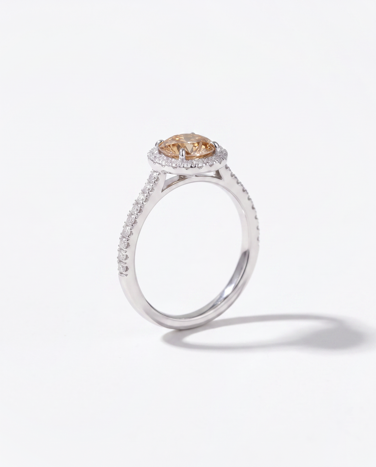 Champagne Diamond, side profile view showing the band and setting height