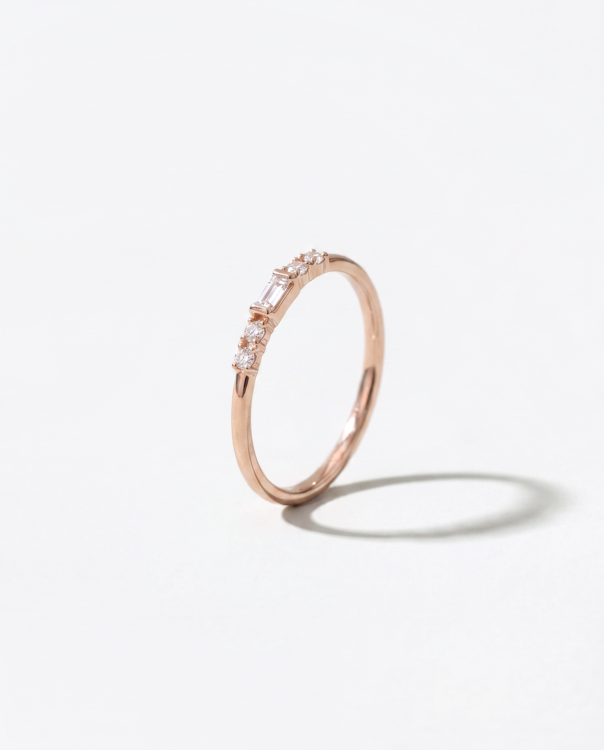 Diamond Baguette, front hero view of the ring on a plain background