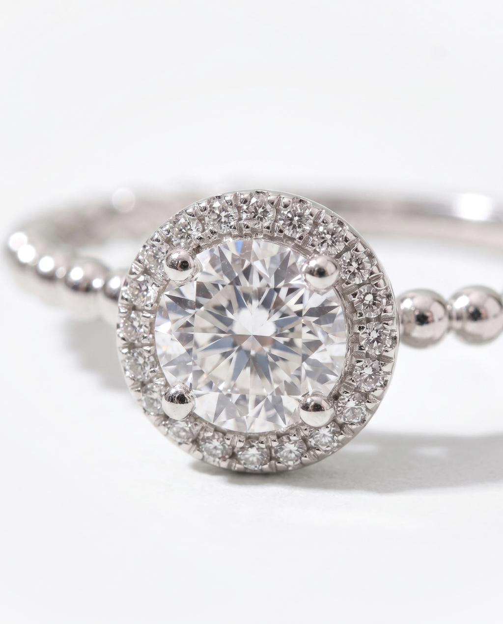 Diamond Solitaire, macro close-up of the diamond and its setting
