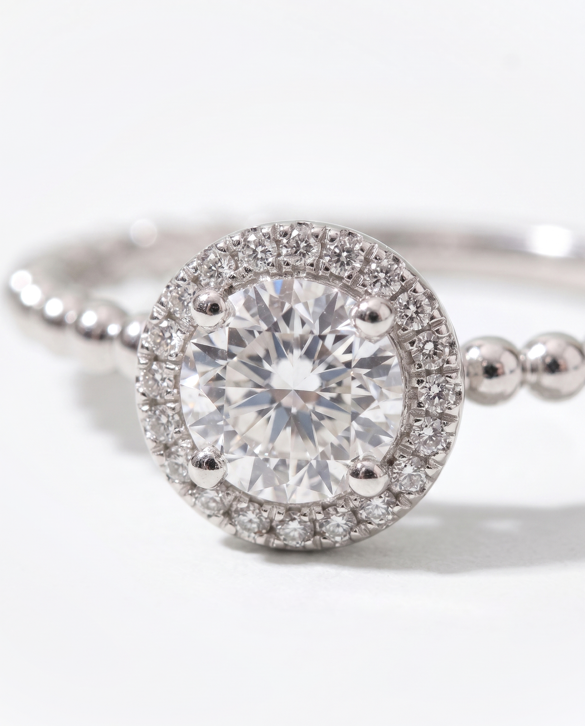 Diamond Solitaire, macro close-up of the diamond and its setting
