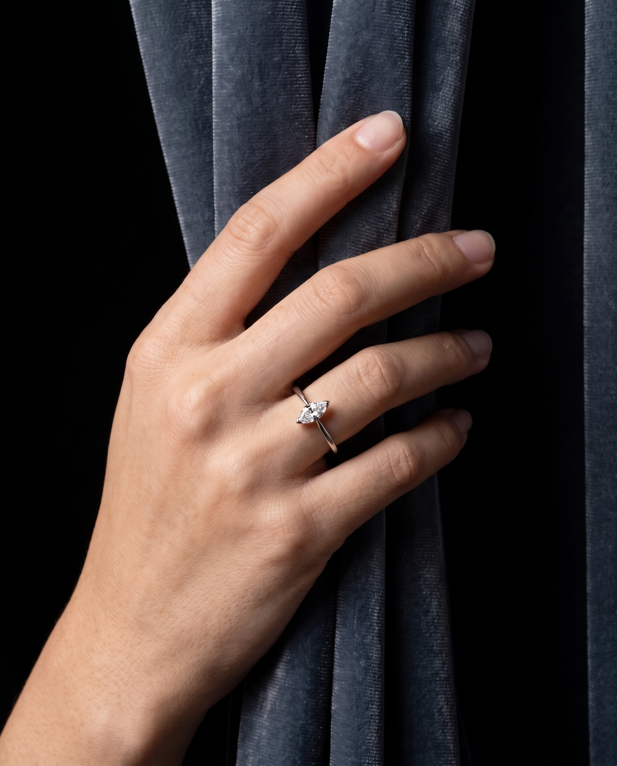 Marquise Ring, ring worn on a hand