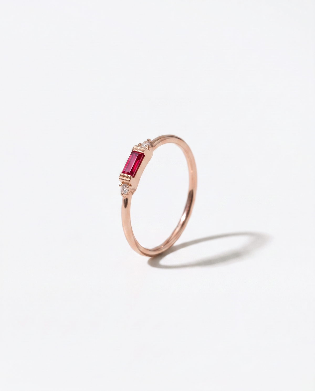 Ruby Baguette, side profile view